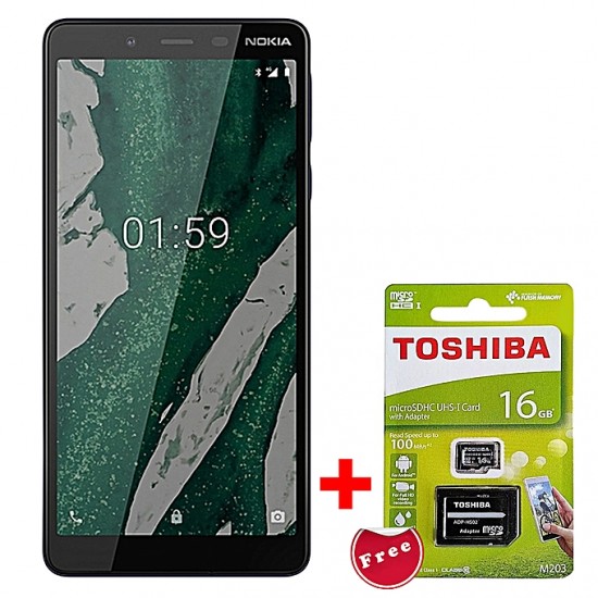 Nokia 1 Plus, 5.45", 8GB+1GB (Dual SIM), Black + Free Toshiba 16GB microSDHC Card